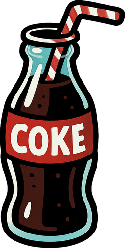 Coke bottle with straw.
In-Game asset.  2d.  High contrast.  No shadows