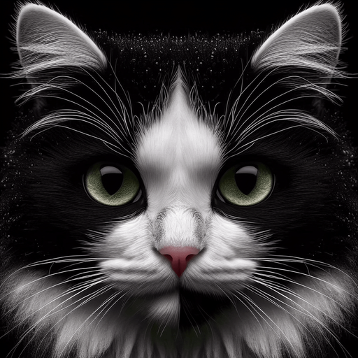 black and white cat face