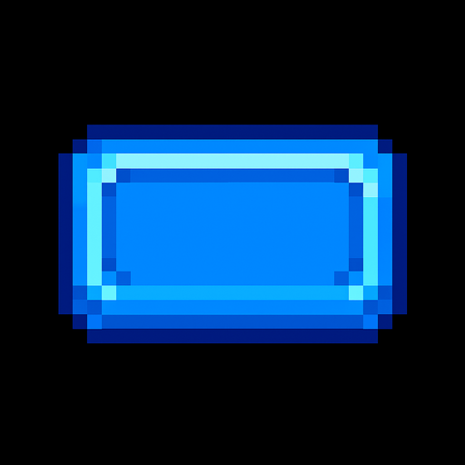 boton azul de pixeles.
In-Game asset.  2d.  High contrast.  No shadows