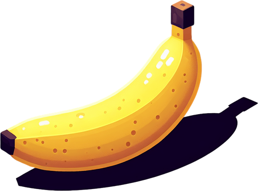 Banana.
Single Game Texture. In-Game asset. 2d. Blank background. High contrast. No shadows.