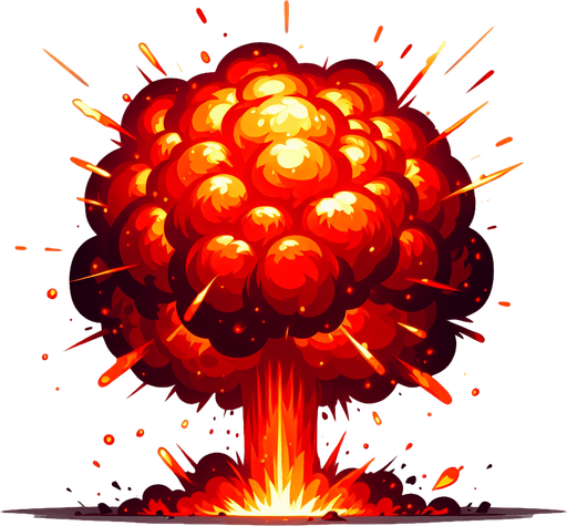 red fire explosion.
Single Game Texture.  In-Game asset.  2d.  Blank background.  High contrast.  No shadows