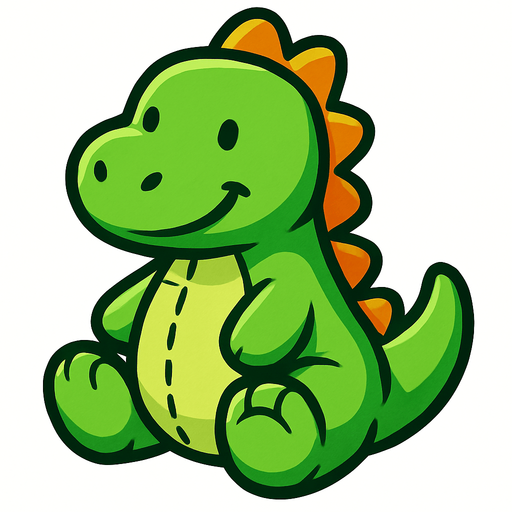 Green dino plushie.
In-Game asset.  2d.  High contrast.  No shadows