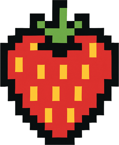 8 bit Straw berry.
In-Game asset.  2d.  High contrast.  No shadows