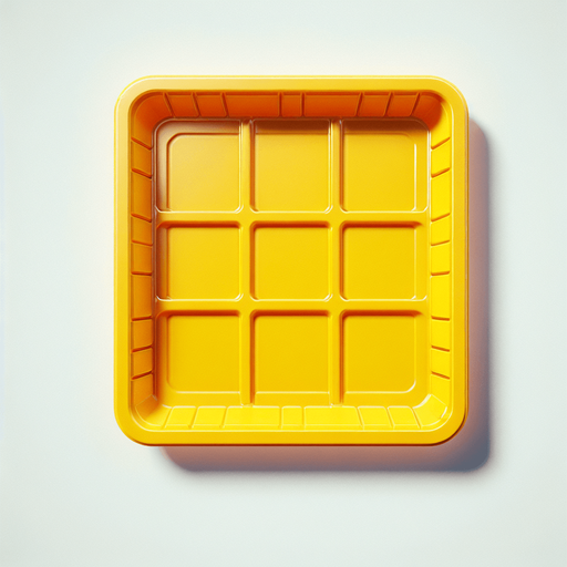 yellow plastic tray.
Single Game Texture. In-Game asset. 2d. Blank background. High contrast. No shadows.