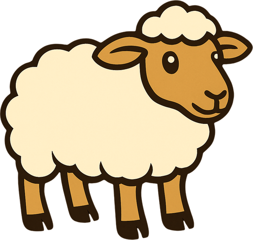 sheep with black background.
In-Game asset.  2d.  High contrast.  No shadows