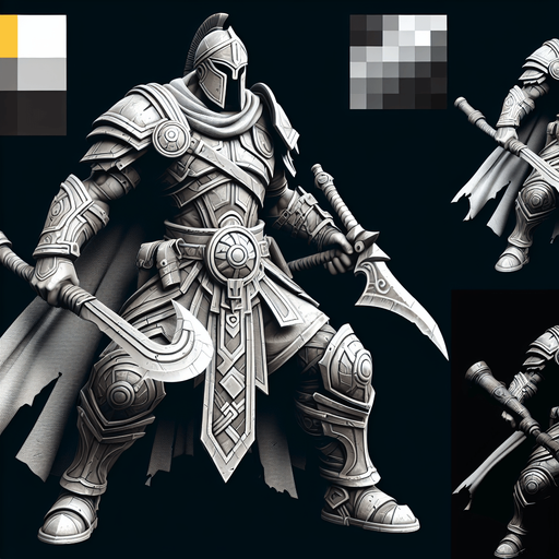 Great warrior.
Single Game Texture. In-Game asset. 2d. Blank background. High contrast. No shadows.