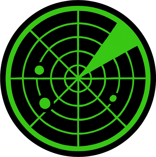 Rango circular de un radar.
In-Game asset.  2d.  High contrast.  No shadows