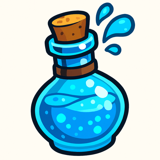 sihirli iksir mavi renk.
In-Game asset.  2d.  High contrast.  No shadows