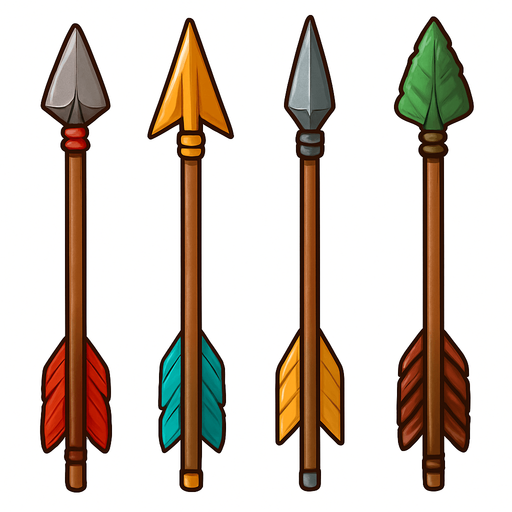 Bow arrows assets. HD colors.
In-Game asset.  2d.  High contrast.  No shadows