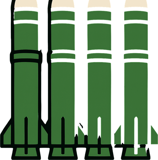 only green missiles with white caps, same as in the image