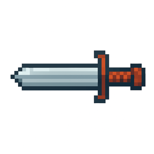 espada de pixeles orizontal.
In-Game asset.  2d.  High contrast.  No shadows