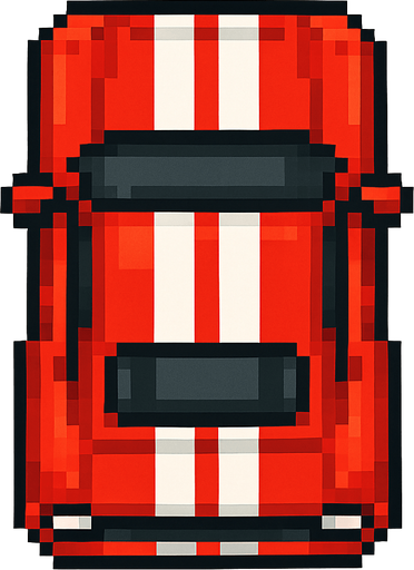 Draw 2d pixel car top view Red+white.
In-Game asset.  2d.  High contrast.  No shadows