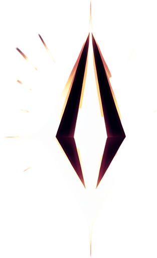 Triangle plasma bullet. Glowing. Pointing down. Dark outline.
Single Game Texture. In-Game asset. 2d. Blank background. High contrast. No shadows.