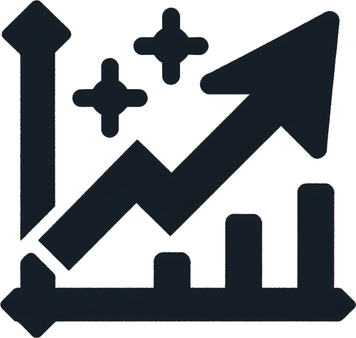 Стрелка графика стемится вверх, черный.
Single Game Texture. In-Game asset. 2d. Blank background. High contrast. No shadows.