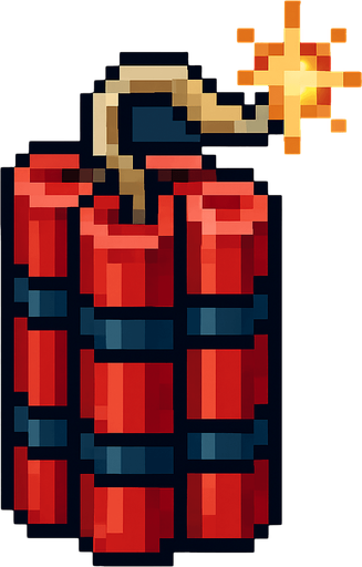 pixel art dynamite.
In-Game asset.  2d.  High contrast.  No shadows