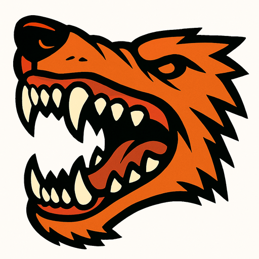 Mordida, dientes de lobo cerrados.
In-Game asset.  2d.  High contrast.  No shadows