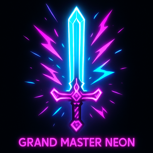 Sword, effect grand master neon.
In-Game asset.  2d.  High contrast.  No shadows