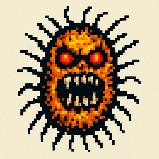 scary bacteria.
In-Game asset.  2d.  High contrast.  No shadows. pixel