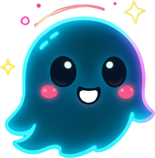 Kawaii neon ghost spirit creature style of Pokémon