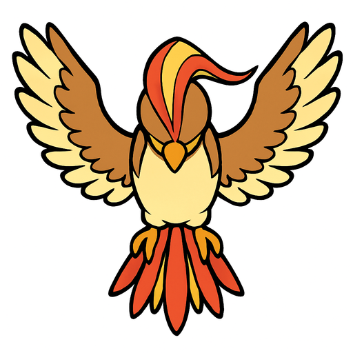 Pidgeot visto desde arriba.
In-Game asset.  2d.  High contrast.  No shadows