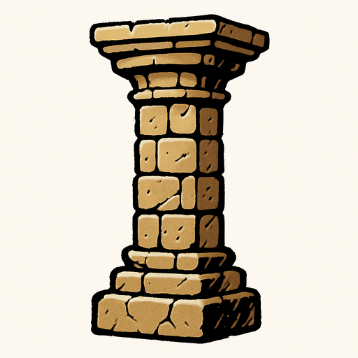 una columna de piedra.
In-Game asset.  2d.  High contrast.  No shadows