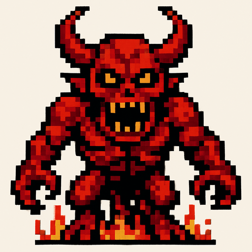 hell monster piksel.
In-Game asset.  2d.  High contrast.  No shadows