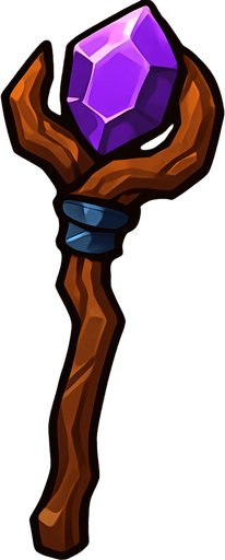 Magician's staff.
In-Game asset.  2d.  High contrast.  No shadows