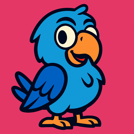 Blue parrot looks like a character.
In-Game asset.  2d.  High contrast.  No shadows