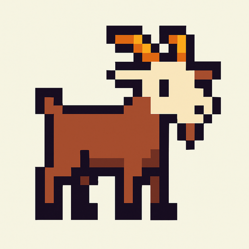 Goat pixel.
In-Game asset.  2d.  High contrast.  No shadows