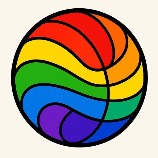 Rainbow ball.
In-Game asset.  2d.  High contrast.  No shadows