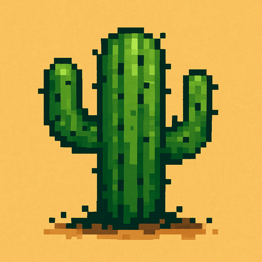 vazoda olmayan bir çöl kaktüsü yap pixel şekilde.
In-Game asset.  2d.  High contrast.  No shadows