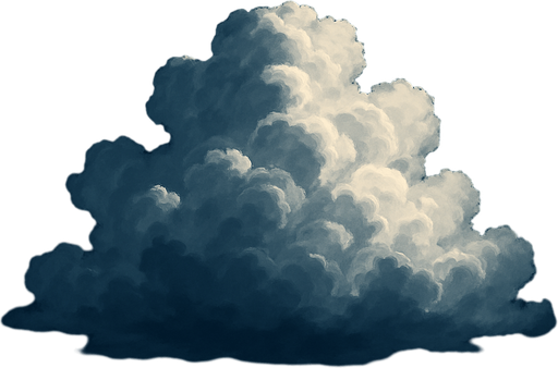 Nube realista de noche.
In-Game asset.  2d.  High contrast.  No shadows