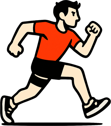 runner with a red shirt.
In-Game asset.  2d.  High contrast.  No shadows
