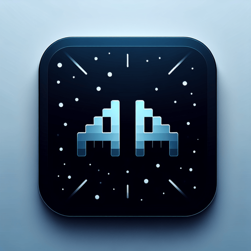 A square app store icon with rounded edges, designed for a Galaxian-inspired game. The icon features the classic shape of a Galaxian enemy in the center, rendered with clean, sharp lines and a subtle glow around its edges. The background is a gradient of deep space blue to black, with faint stars scattered throughout, evoking the feel of a cosmic battlefield. The design is sleek and minimal, balancing nostalgia with a modern touch, making it instantly recognizable and visually appealing.
Single Game Texture. In-Game asset. 2d. Blank background. High contrast. No shadows.