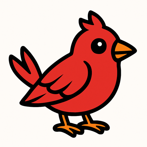 a red bird.
In-Game asset.  2d.  High contrast.  No shadows