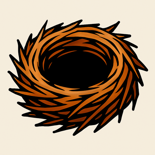 kuş yuvası.
In-Game asset.  2d.  High contrast.  No shadows