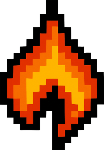 A pixelated fire that is upside down.
High contrast.  No shadows