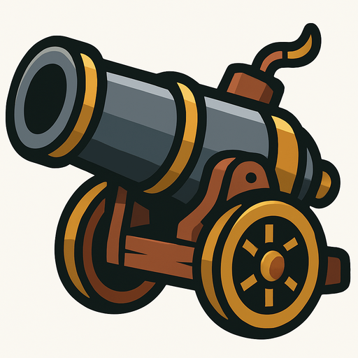 Un cañon.
In-Game asset.  2d.  High contrast.  No shadows