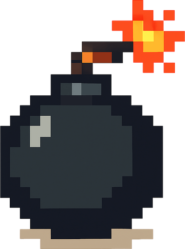 pixelart bomb.
In-Game asset.  2d.  High contrast.  No shadows