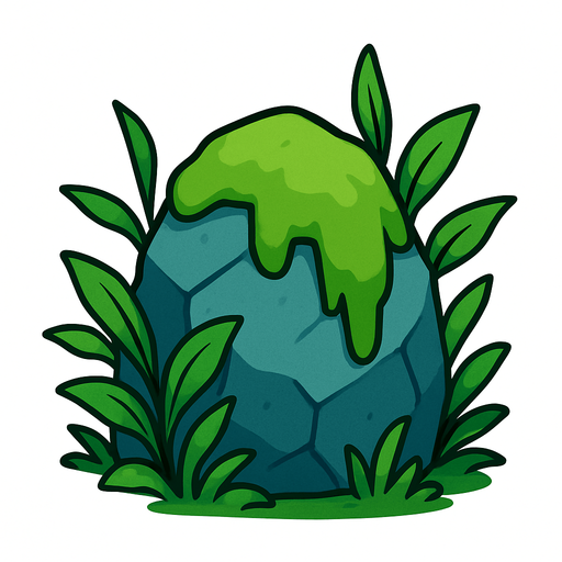 Pierre élément végétal.
In-Game asset.  2d.  High contrast.  No shadows