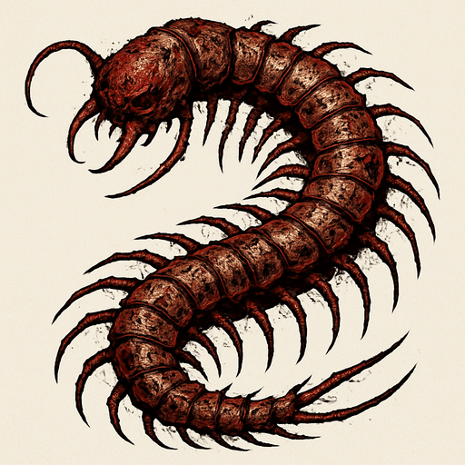 realistic centipede, disgusting.
In-Game asset.  2d.  High contrast.  No shadows