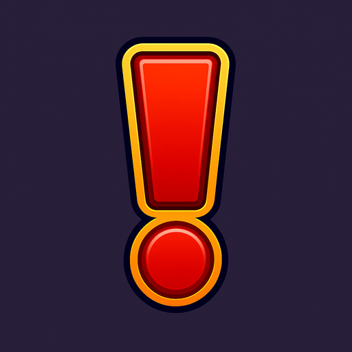 Red exclamation mark with a gradient and a stroke.
In-Game asset.  2d.  High contrast.  No shadows
