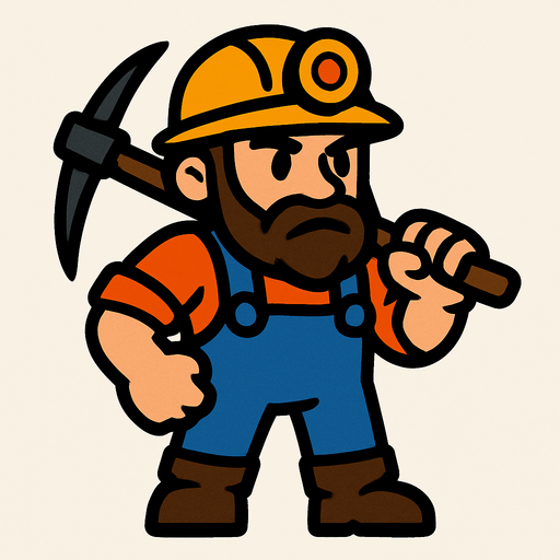 Madenci.
In-Game asset.  2d.  High contrast.  No shadows