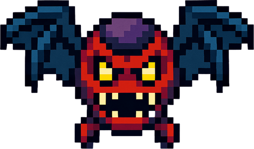 Un enemigo volador visto desde arriba, pixel cartoon..
In-Game asset.  2d.  High contrast.  No shadows