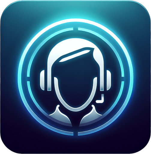 A square app store icon with rounded edges, designed for a Contacts List app with a subtle futuristic touch. The icon features a clean human avatar face in the center, outlined with smooth lines and a soft glow. The avatar is wearing a minimalist headset, hinting at communication functionality. The background is a gradient of deep blue to teal, with faint light effects to suggest a modern and slightly futuristic aesthetic.
Single Game Texture. In-Game asset. 2d. Blank background. High contrast. No shadows.