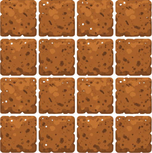 Bloque de tierra sin césped, visto desde arriba, con efecto repetido para unirse a otros bloques, ocupar el cuadro completo de imagen
In-Game asset.  2d.  High contrast.  No shadows