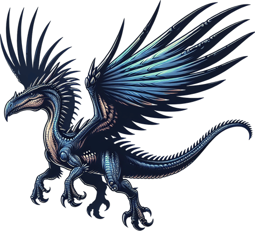 Flying dinosaur with spikes.
Single Game Texture.  In-Game asset.  2d.  Blank background.  High contrast.  No shadows