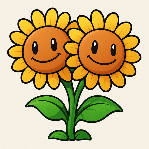 doublesunflower de plantas vs zombies fusion.
In-Game asset.  2d.  No shadows