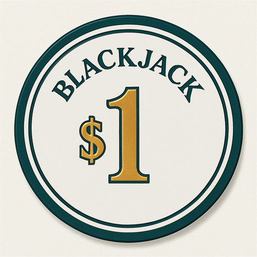 Crea un asset para una ficha de casino de $1 para Blackjack.
Color Principal: Blanco o gris muy claro.
Borde/Detalles: Dos o tres franjas finas en un color que contraste pero sea elegante, como azul zafiro o verde esmeralda.
Valor: El número '1' grande y claro en el centro, en dorado o negro, con una tipografía de casino.
Estilo: Lujoso, limpio, coherente con 'La Tentación Dorada'.".
In-Game asset.  2d.  High contrast.  No shadows
