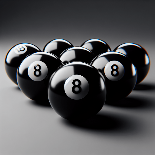 the 8 balls from pool.
In-Game asset. Blank background. High contrast.
